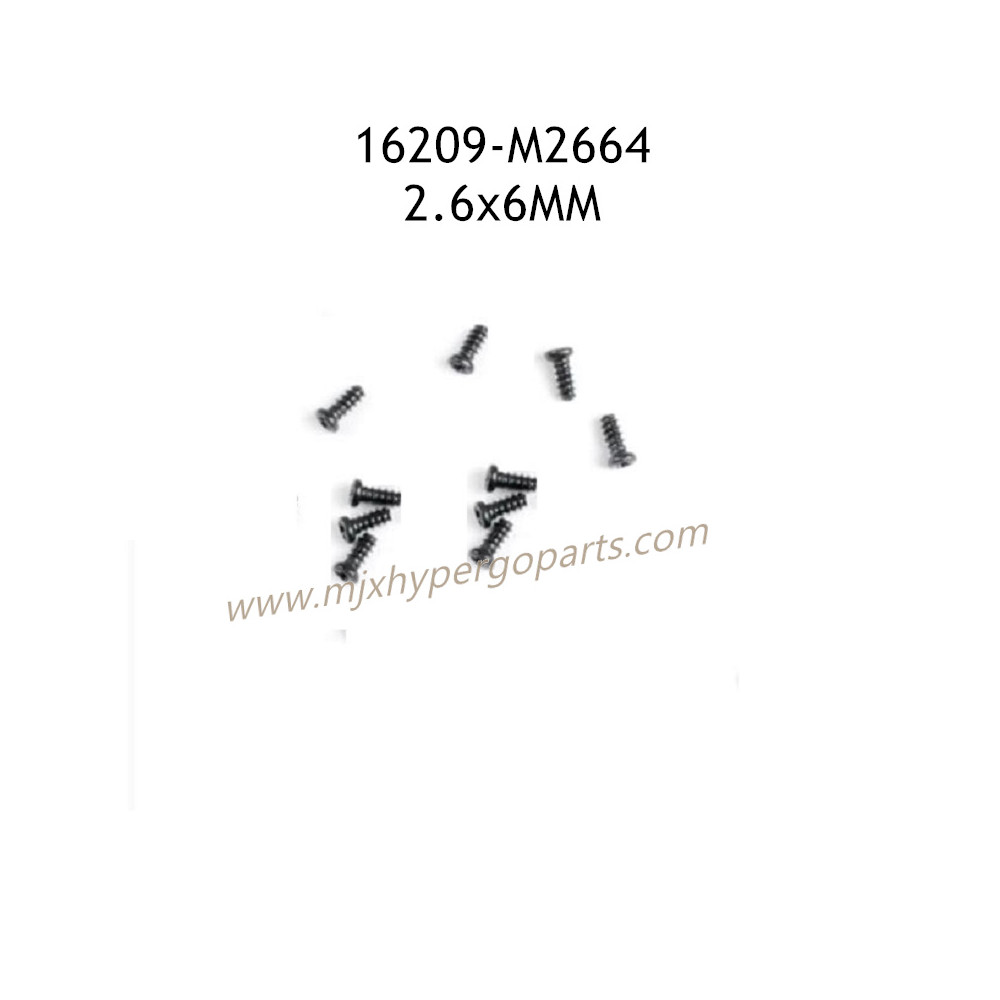 MJX Hyper Go 16209 Parts 2.6X6MM Round Head Flat Tail Screws M2664 MJX Hyper Go 16209 Parts 2.6X6MM Round Head Flat Tail Screws M2664