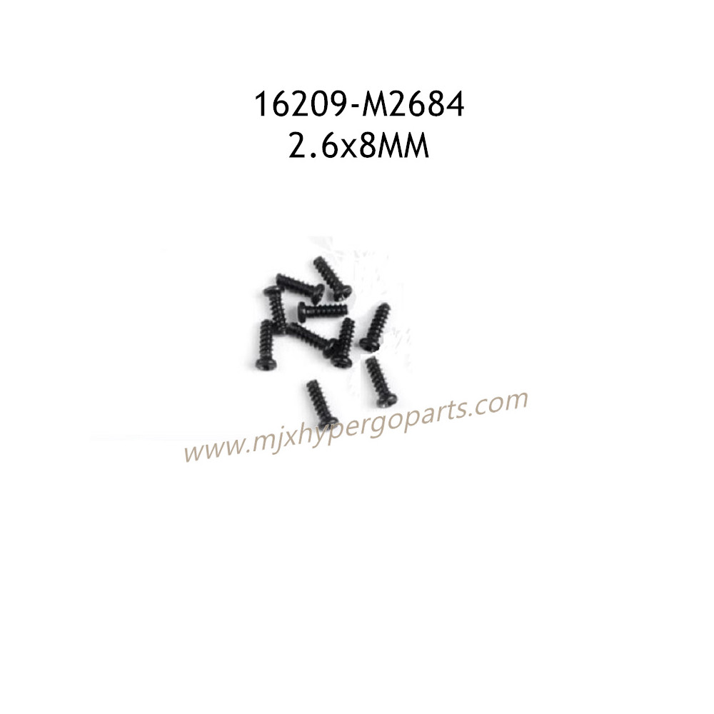 MJX Hyper Go 16209 Parts 2.6X8mm Round Head Flat Tail Screw M2684 MJX Hyper Go 16209 Parts 2.6X8mm Round Head Flat Tail Screw M2684