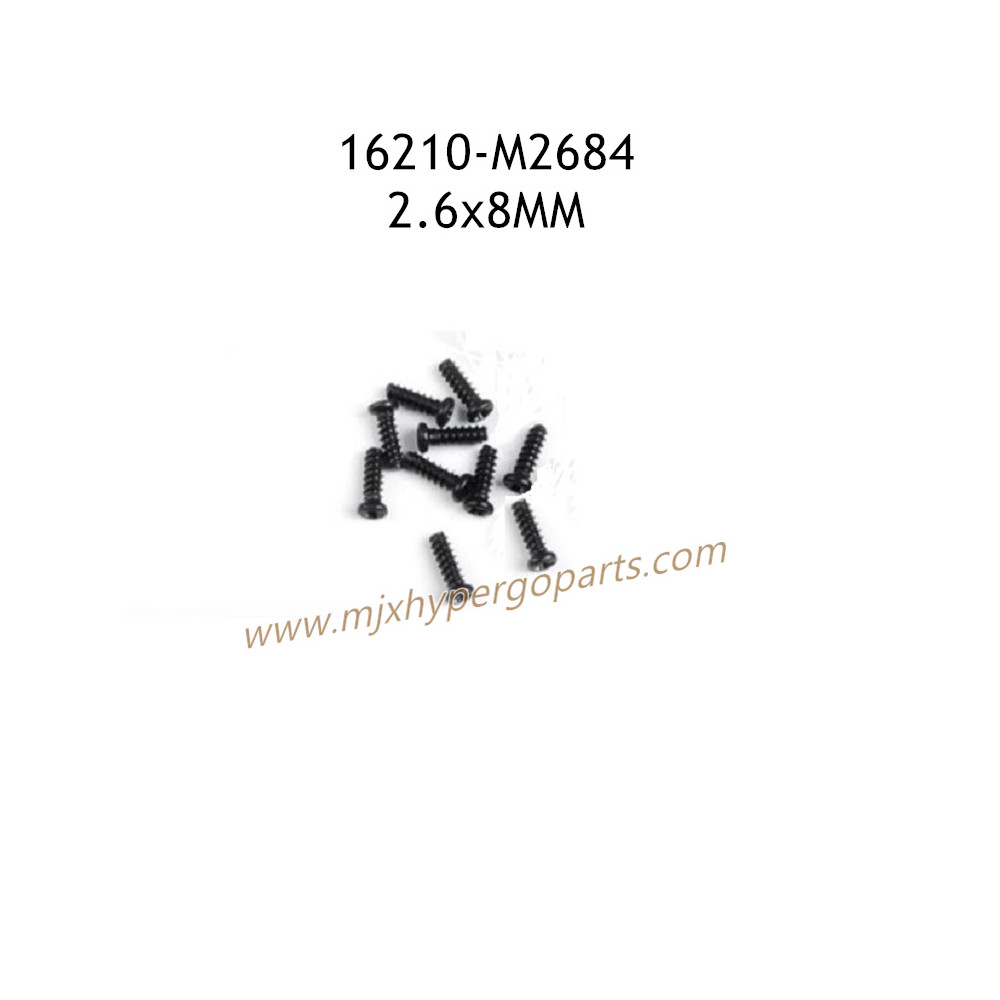 MJX Hyper Go 16210 Parts 2.6X8mm Round Head Flat Tail Screw M2684 MJX Hyper Go 16210 Parts 2.6X8mm Round Head Flat Tail Screw M2684