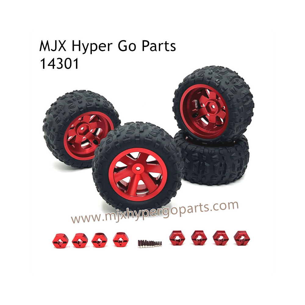 MJX Hyper Go 14301 Upgrade Parts Metal Wheel and Tires Red MJX Hyper Go 14301 Upgrade Parts Metal Wheel and Tires Red
