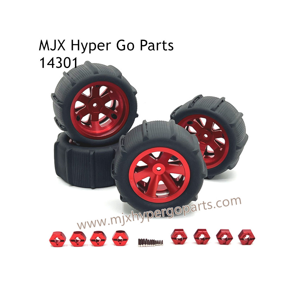 MJX Hyper Go 14301 Upgrade Parts Metal Wheel and Sand Tires Red MJX Hyper Go 14301 Upgrade Parts Metal Wheel and Sand Tires Red