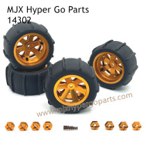 MJX Hyper Go 14302 Upgrade Parts Metal Wheel and Sand Tires Gold