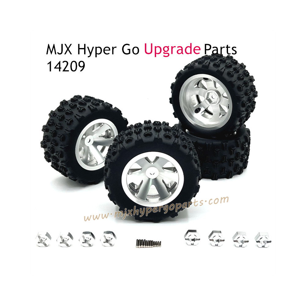 MJX Hyper Go 14209 Upgrade Parts Metal Wheel with Tire Silver MJX Hyper Go 14209 Upgrade Parts Metal Wheel with Tire Silver