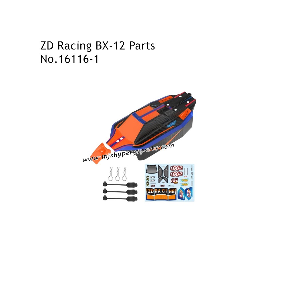 ZD Racing BX-12 RC Car Spare Parts Body Shell PVC and Magic Sticker Orange 16116-1 ZD Racing BX-12 RC Car Spare Parts Body Shell PVC and Magic Sticker Orange 16116-1