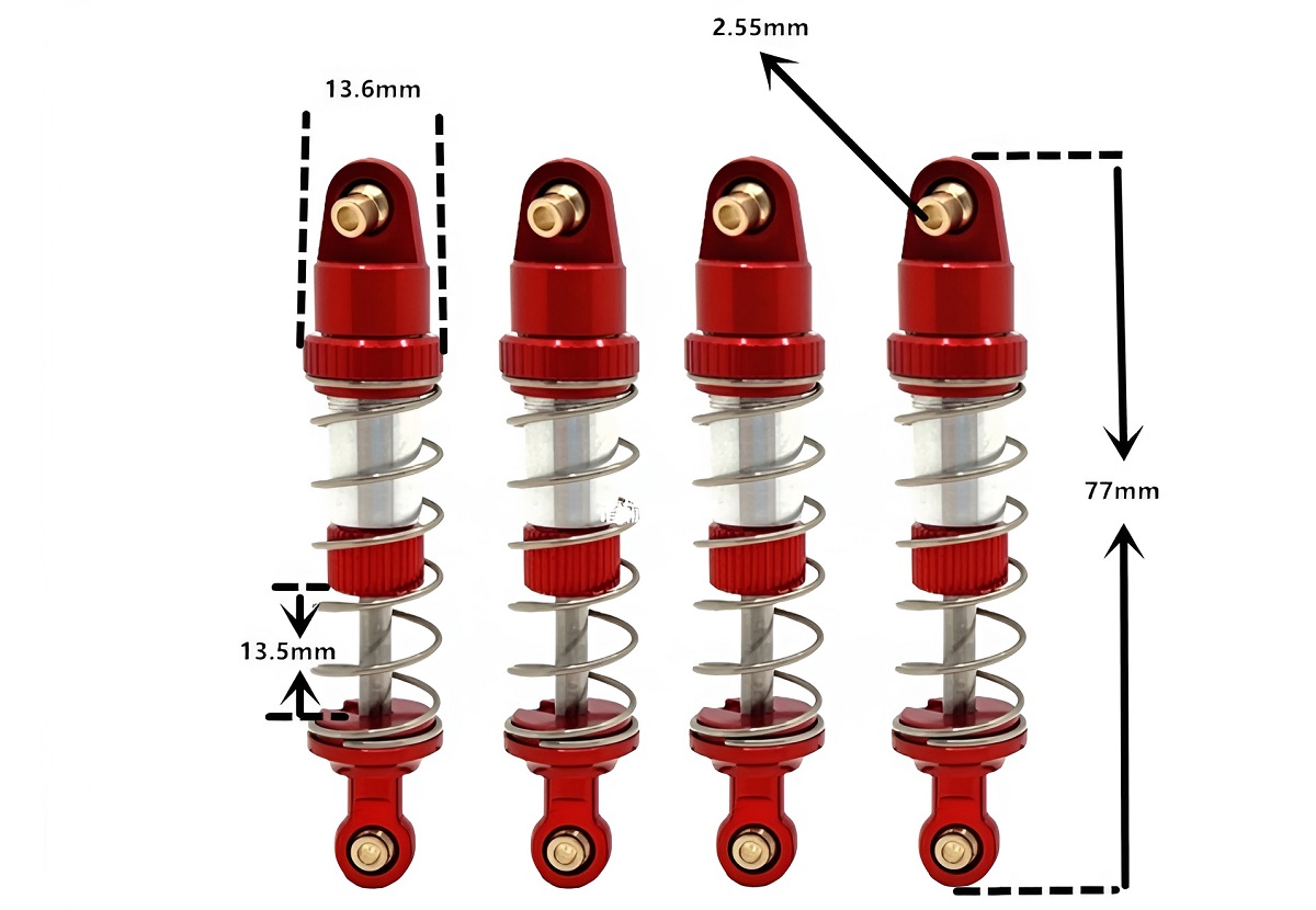 MJX Hyper Go 14207 Upgrade Parts Adjustable Hydraulic Shock Absorber Dimenison Overview