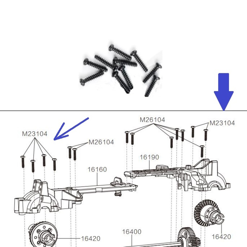 MJX Hyper Go 16208 Parts 2.3X10mm Round Head Flat Tail Screws Dimension Overview