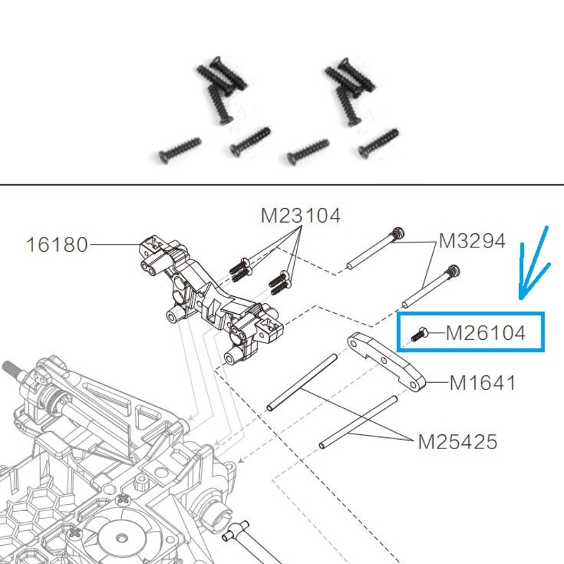 MJX Hyper Go 16208 Remote Control Car Parts Round Head Flat Tail Screws 2.6X10mm M26104