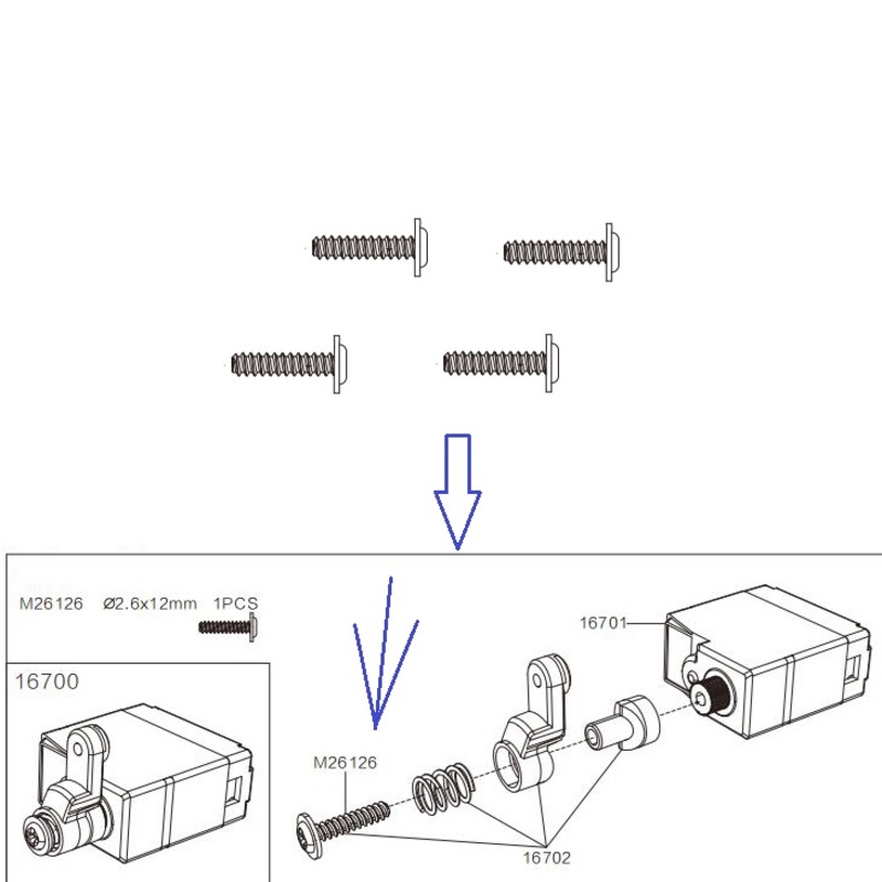MJX Hyper Go 16208 Parts 2.6X12MM Screws M26126