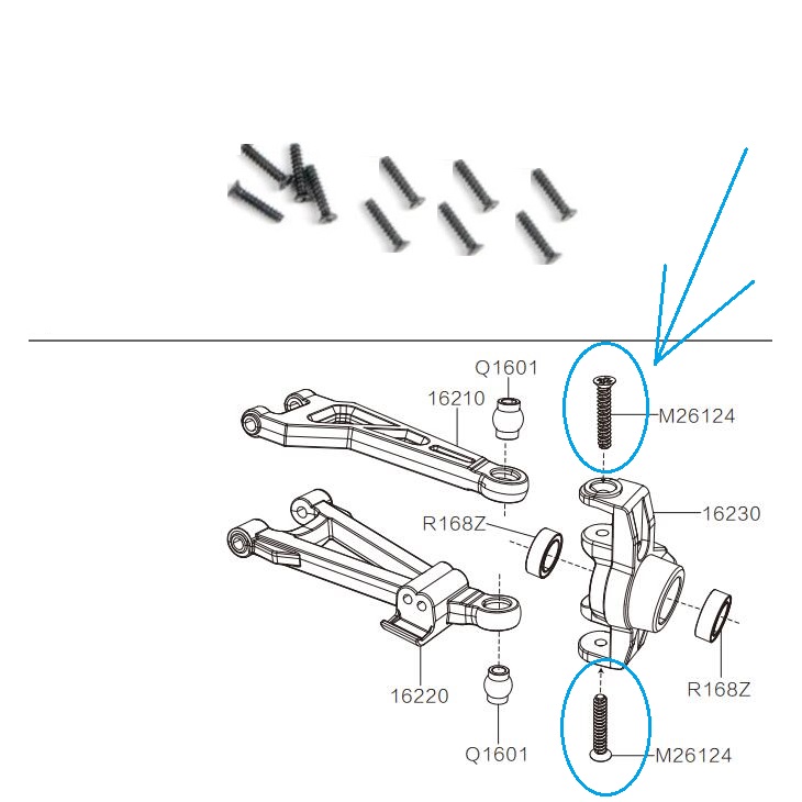 MJX Hyper Go 16209 Parts 2.6x12.5mm Countersunk Head Flat Head Screws M26124