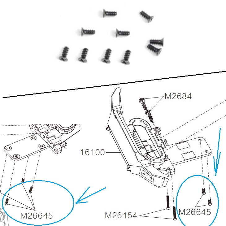 MJX Hyper Go 16209 Parts 2.6x6mm Countersunk Head Flat Head Screws M26645