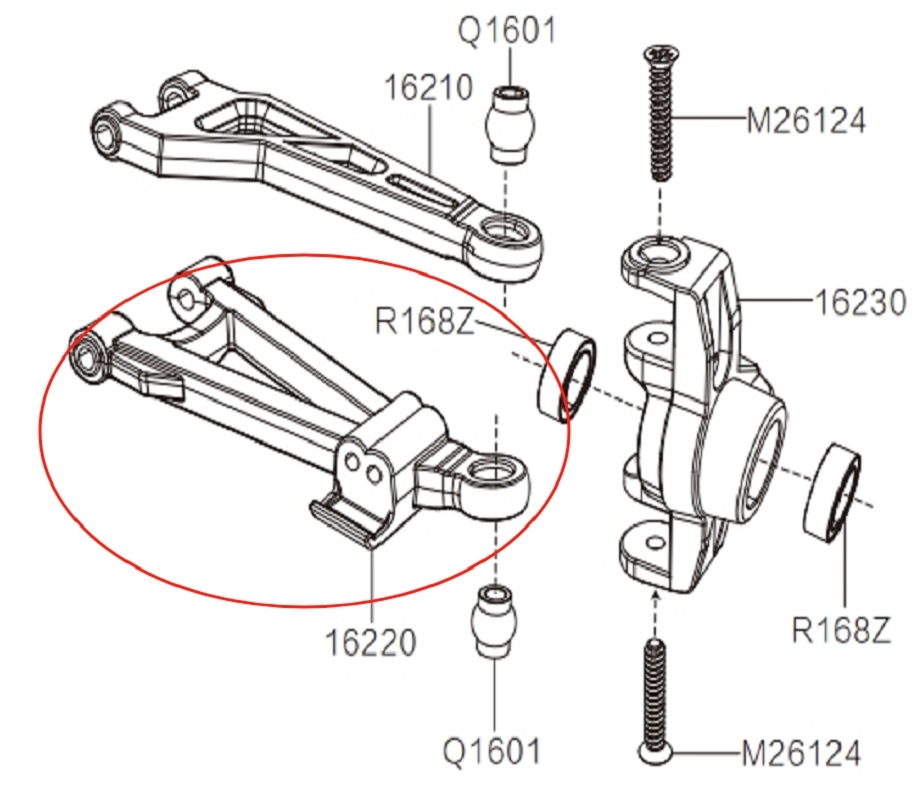 MJX Hyper Go 16209 RC Car Parts Front Lower Swing Arm 16220