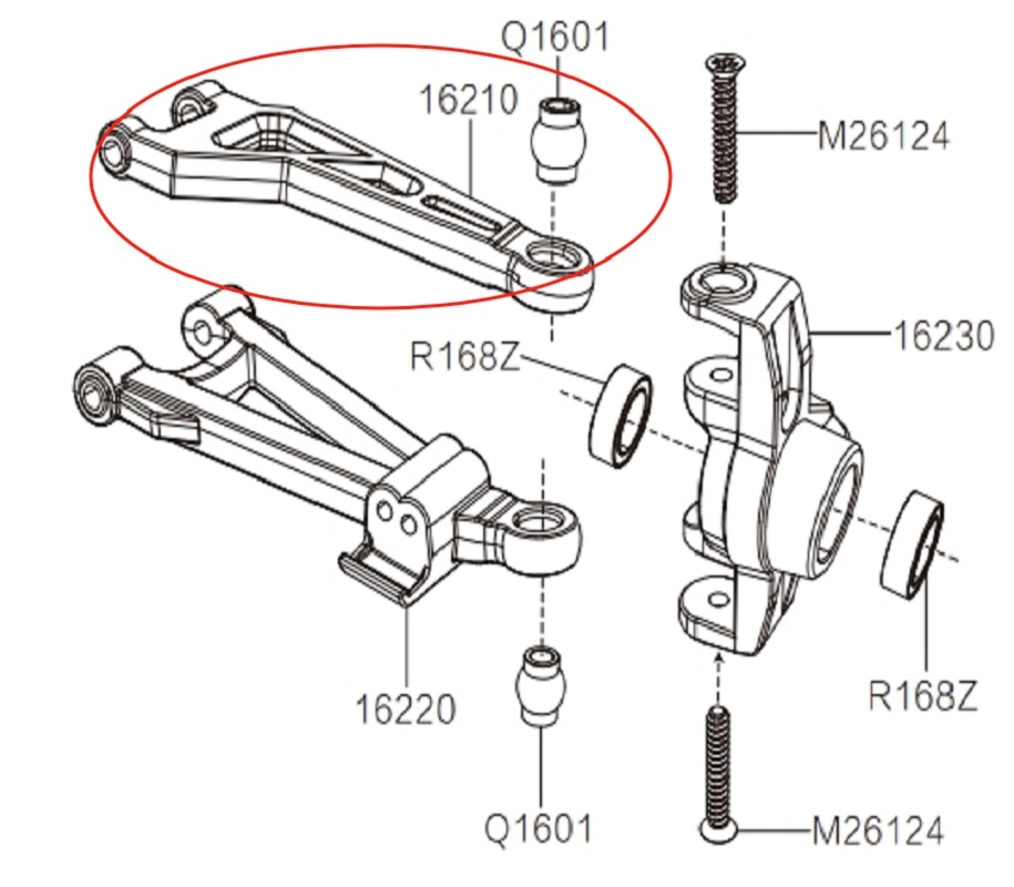 MJX Hyper Go 16209 RC Car Parts Front Upper Swing Arm 16210