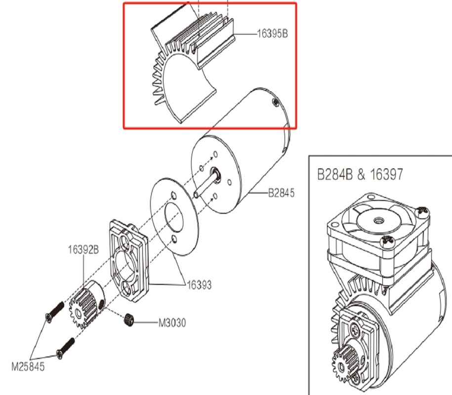 MJX Hyper Go 16209 High Speed RC Car Parts Motor Cooling Kit 16395B