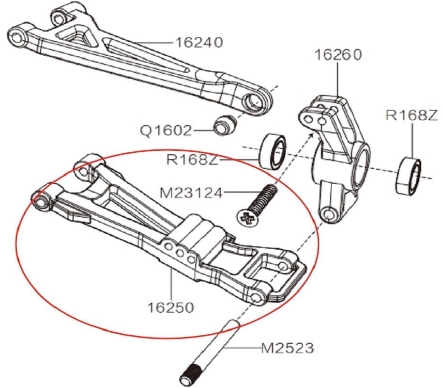 MJX Hyper Go 16209 RC Car Parts Rear Lower Swing Arm 16250