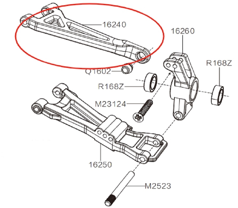 MJX Hyper Go 16209 RC Car Parts Rear Upper Swing Arm 16240