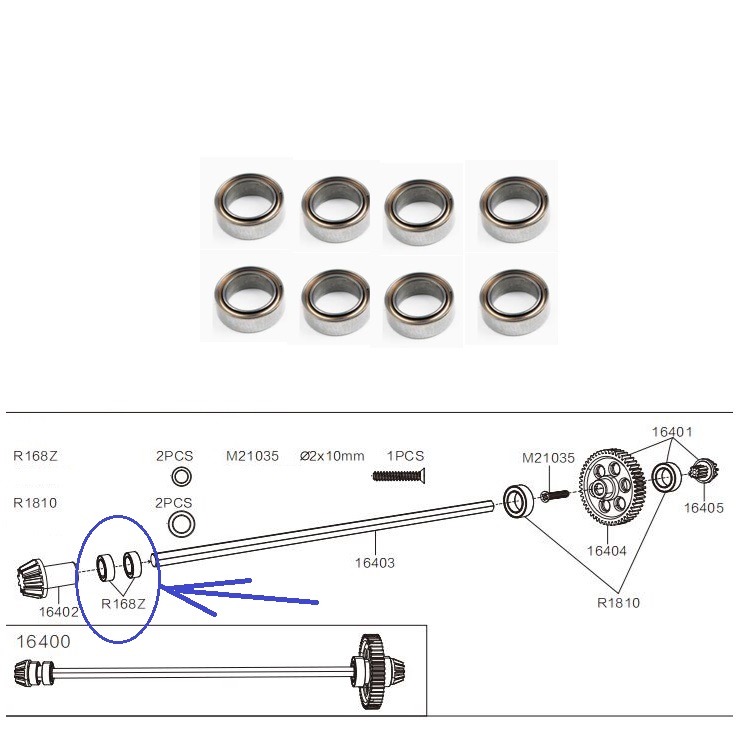 MJX Hyper Go 16209 Parts Roll Bearing R168Z