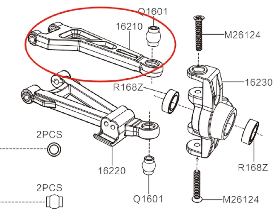 MJX Hyper Go 16210 RC Car Parts Front Upper Swing Arm 16210