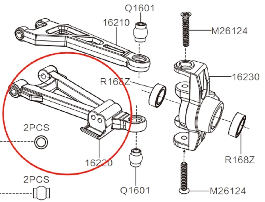 MJX Hyper Go 16210 RC Car Parts Front Lower Swing Arm 16220