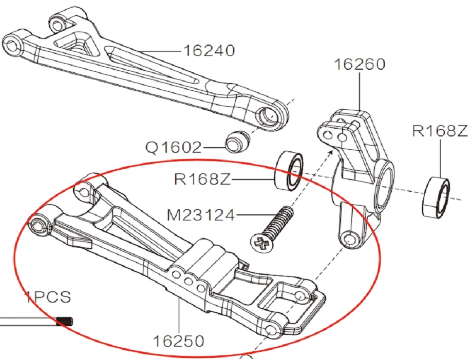 MJX Hyper Go 16210 RC Car Parts Rear Lower Swing Arm 16250