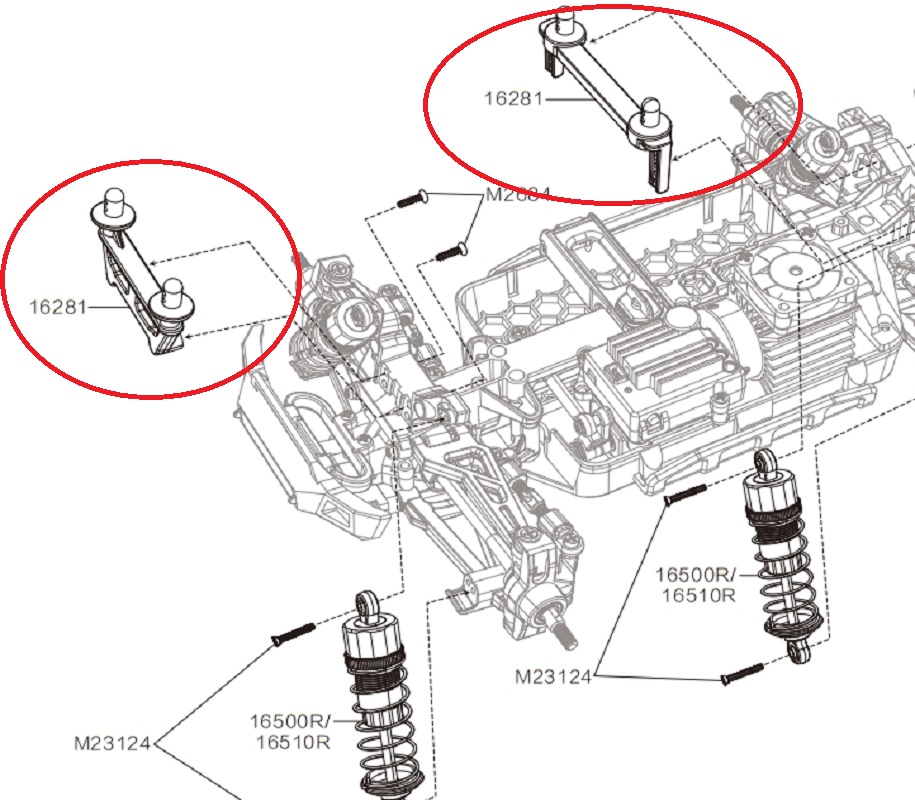MJX Hyper Go 16210 Parts Car Shell Pillars 16281