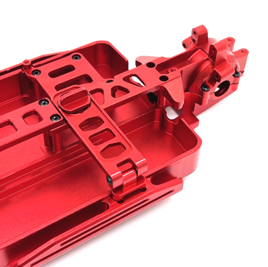 MJX Hyper Go 16210 RC Truck Upgrade Parts Metal Chassic and Front Rear Gearbox Cover Red