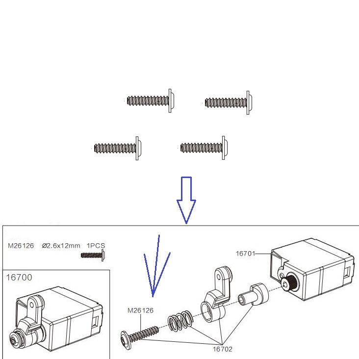MJX Hyper Go 16210 Parts 2.6x12.5MM Screws M26126