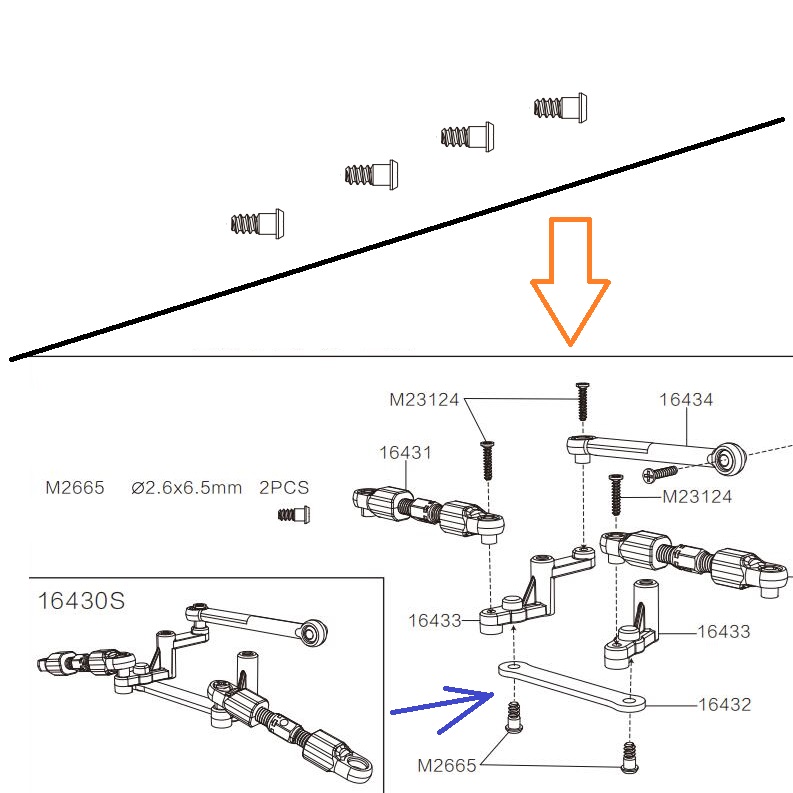 MJX Hyper Go 16210 Parts 2.6X6.5mm Screws M2665