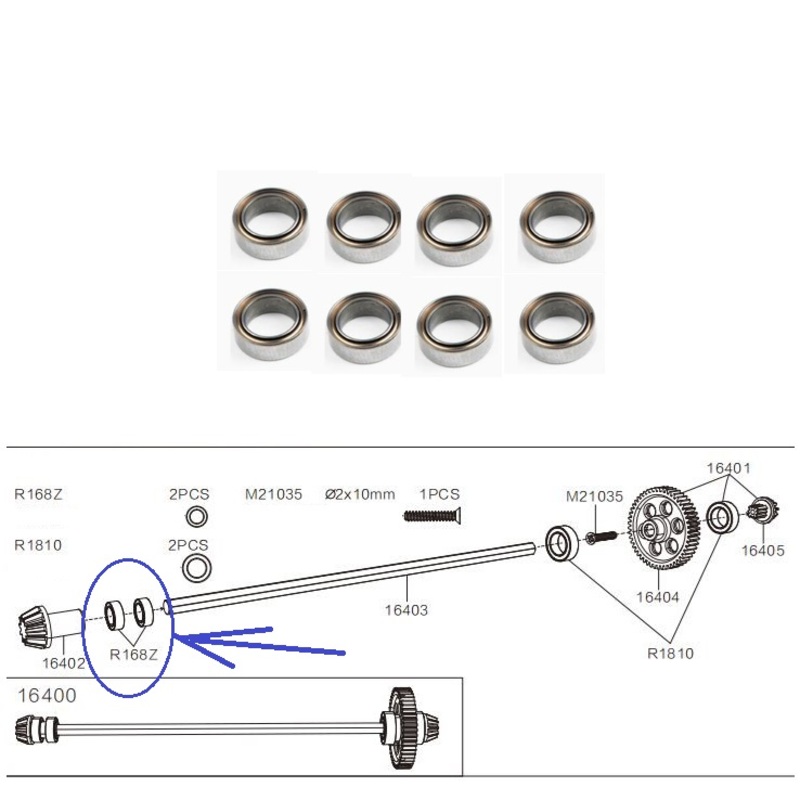 MJX Hyper Go 16210 Parts Roll Bearing R168Z