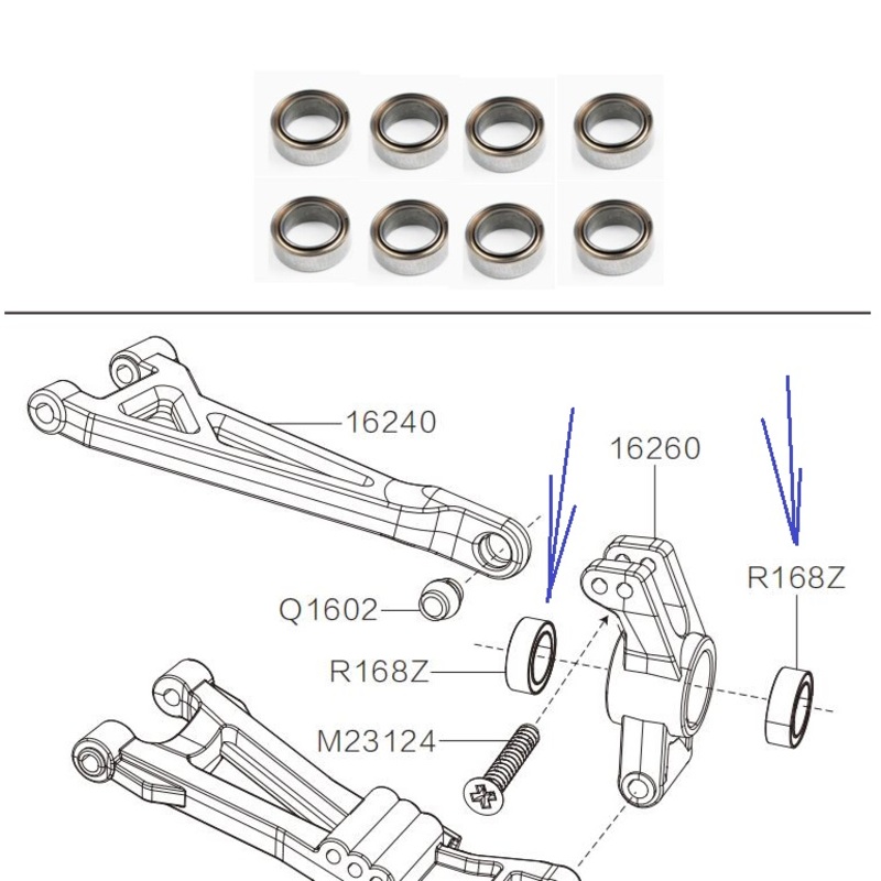 MJX Hyper Go 16210 Parts Roll Bearing R168Z
