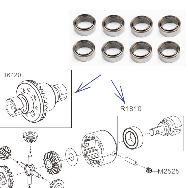 MJX Hyper Go 16210 Parts Roll Bearing R1810